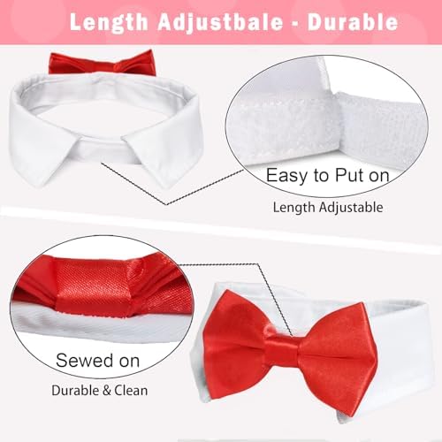Dog Bowtie, KOOLMOX Tux Dog Collar for Weddings with Handcrafted Adjustable White Collar and Black Tie, Classic Neck Tie for Small to Medium Dogs Cats Puppies Valentine's Costumes
