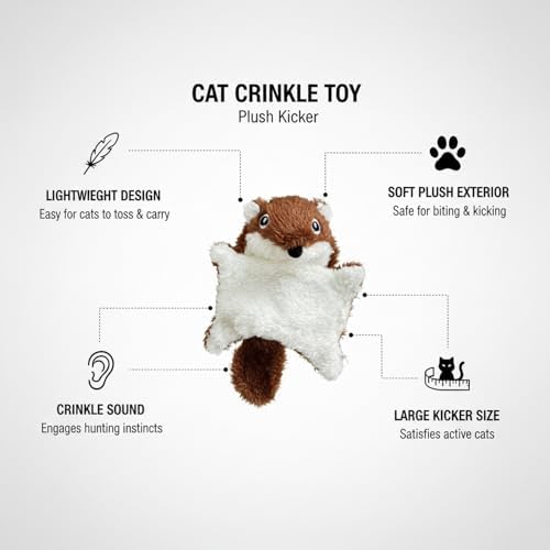 Plush Cat Kicker Toy with Crinkle Texture, Lightweight Interactive Chase Toy for Indoor Cats, Soft Stuffed Pet Plaything (1 Pack)