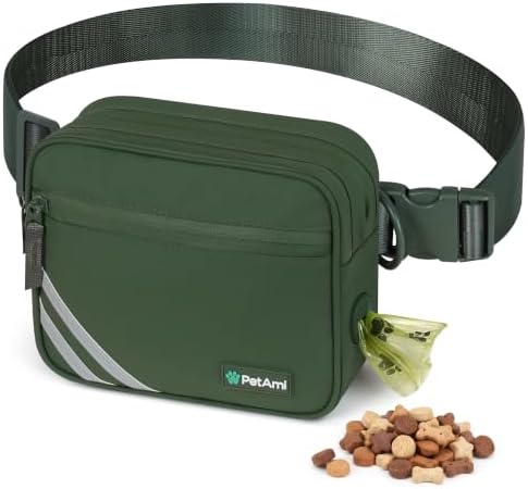 PetAmi Dog Walking Bag, 3-in-1 Crossbody Fanny Pack Treat Pouch,Olive Green
