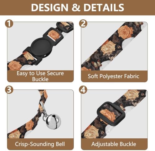 Retro Skulls Flowers Adjustable Buckle Kitten Collar 2 Pack Collar for Cats