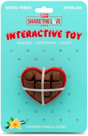Jeffers Pet Natural Rubber Dog Chew Toy – Chocolate Heart Shape, Small – Vanilla Scent, Durable, Non-Toxic, Dishwasher Safe, Interactive Fetch & Tug Toy - Perfect for Play, Training at Home