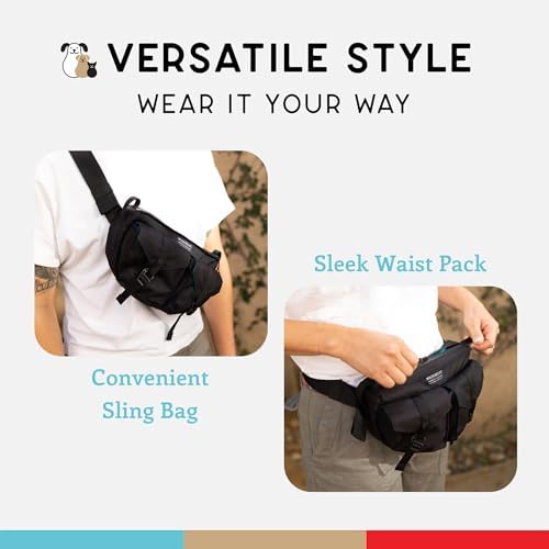 Wildebeest Farallon Bag - Versatile Cross Body Bag, Fanny Pack, Dog Treat Pouch - Secure, Easy Access Pockets, Adjustable Buckle Strap, Poop Bag Dispenser, Water-Resistant, Fits Any Smartphone