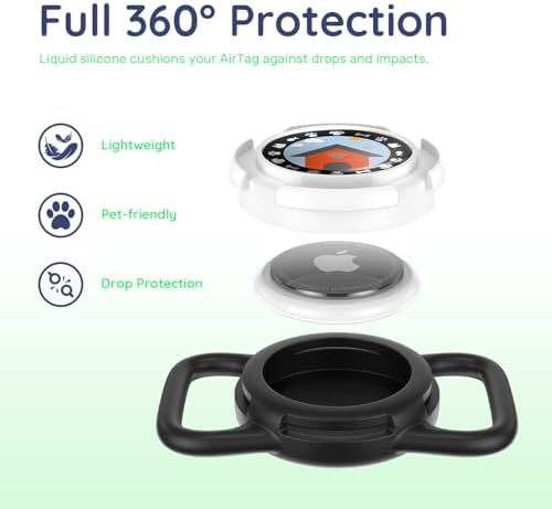 Waterproof AirTag Holder for Dog Collar, Soft Slide-On Dog AirTag Holder | Full-Body Protection, No-Dangle Fit, Ultra-Durable, Lightweight, Tool-Free Installation, Fits Dog & Cat Collars