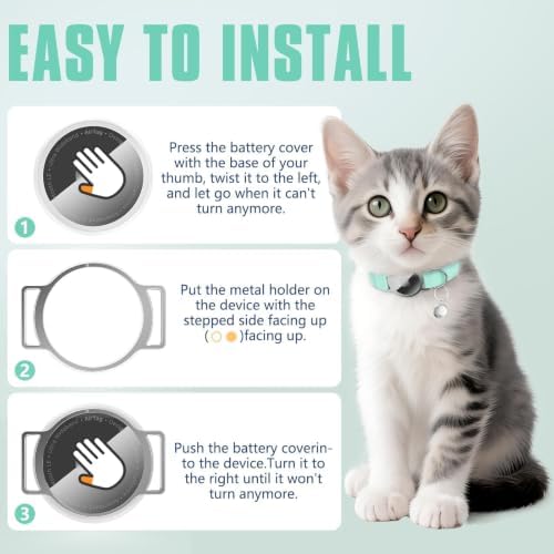 AirTag Cat Collar, Elastic Tracker Collar with Airtag Holder and Bell | Compatible with Apple Air Tag, Lightweight & Scratch Resistant, Adjustable Stepless GPS Pet Collar for Cats Kittens, Green