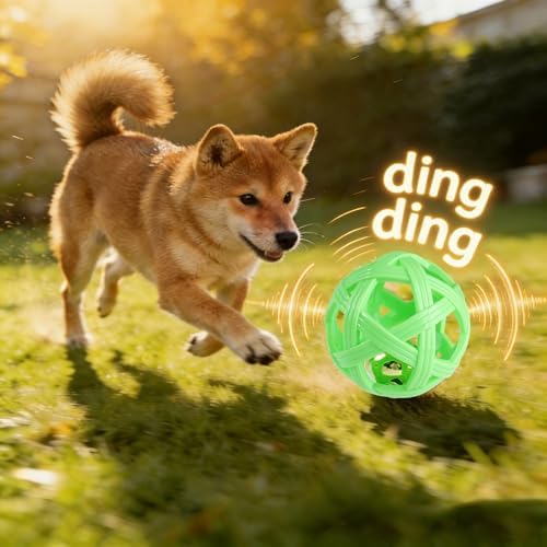 Dog Ball Toy with Bell for Small Dogs& Puppy, Small Dog Ball for Boredom Relief & Teething, TPR Chew Resistant Interactive Fetch Toy.