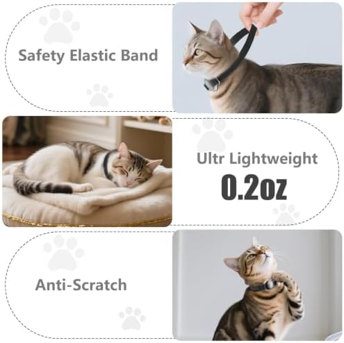 AirTag Cat Collar, Elastic Tracker Collar with Airtag Holder and Bell | Compatible with Apple Air Tag, Lightweight & Scratch Resistant, Adjustable Stepless GPS Pet Collar for Cats Kittens, Black