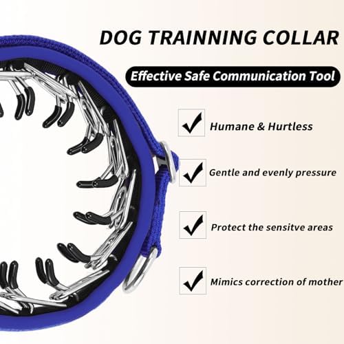No Pull Martingale Dog Collar for Large Medium Small Dogs, Heavy Duty Nylon Reflective Adjustable Anti Pull Slip Collar with Buckle for Training Walking L Dark Blue