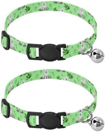 Dogs Green Plants Adjustable Buckle Small Dog Collar 2 Pack Lightweight Pet Collar for Cats and Dogs