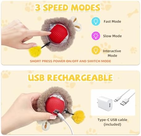 Interactive Cat Toys, Fast Rolling Ball in Play Mat, Automatic Motion Activated Ball Hide and Seek for Cat Indoor Toys, Mouse Catching Game Boredom Relief, 28" Mat