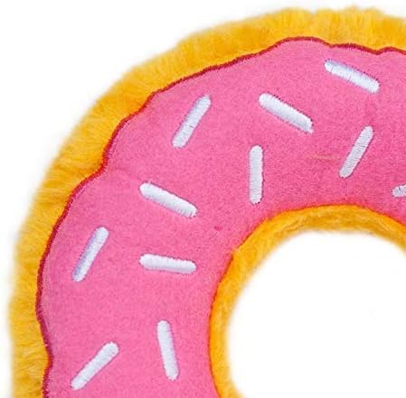 ZippyPaws Donutz No Stuffing Dog Toys to Keep Them Busy - Strawberry Donut