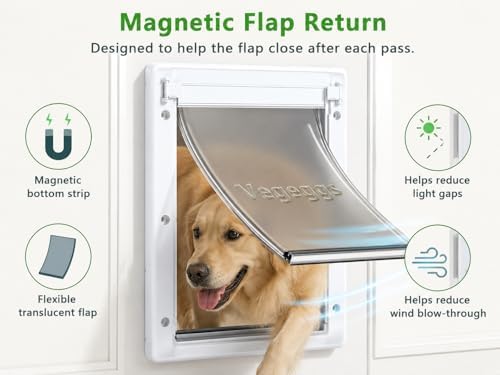 Large Dog Door for Door, Durable Plastic, Magnetic Pet Door with Lock Panel