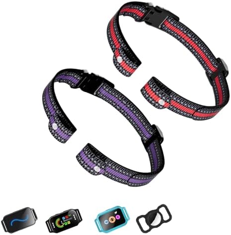 Aikko 2-Pack Replacement Straps for GPS Dog Shock Collar, Red & Purple