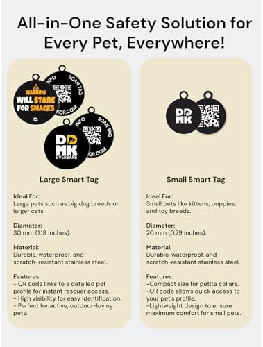 DDMK Smart Pet Tag Set | Includes 3 Tags | QR Code for Instant Alerts| Durable & Waterproof | No Subscriptions or Fees |1-Will Stare for Snacks-1