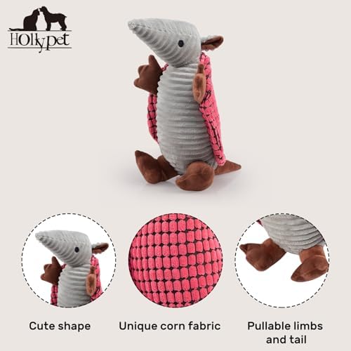 Hollypet Armadillo Squeaky Dog Toys for Medium Large Dogs, 10"