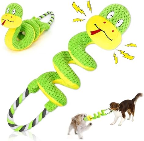 Chew Resistant Dog Rope Toy, Squeaky Crinkle Interactive Toy