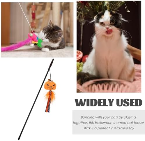 BESTOYARD Halloween Cat Wand Toys, Interactive Cat Teasing Stick Multifunctional Wand Toy Kitten Stick Funny Pet Launcher