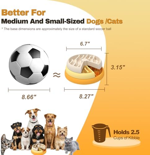 Slow Feeder Dog Bowl - 3-Tier Rotating Interactive Dog Puzzle Toy for Mental Enrichment & IQ Training - Anti-Gulping Bloat Stop Dog Feeder for Small & Medium Dogs and Cats, Food-Grade & Non-Slip