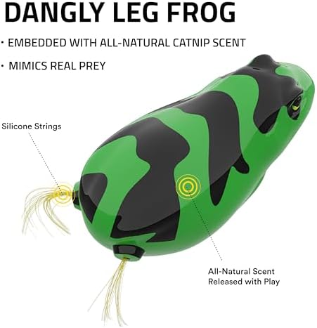 Playology Cat Toys | Catnip Toy Dangly Leg Frog for Chewing Chasing and Pouncing | Interactive Cat Toys for Indoor Cats