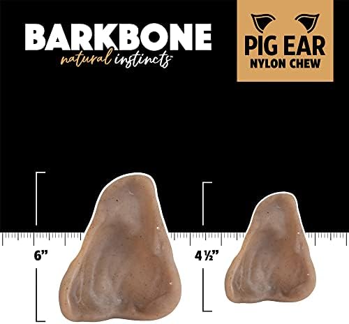 Pet Qwerks Pigs Ear BarkBone - Nylon Dog Bone for Aggressive Chewers - Bacon Flavor - 6"