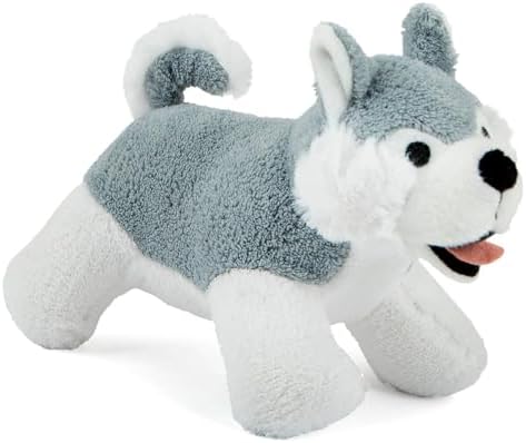Jeffers Pet Animal Cuddlers Plush Squeaky Dog Toy, 8 in - Gray Husky