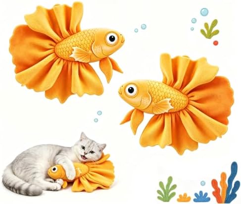 Catnip Cat Toys, 2-Pack Catnip Toys for Cats, Soft and Durable with Catnip, Interactive Kitten Toys for Indoor Cats, Fish Shape（ Yellow & Yellow）