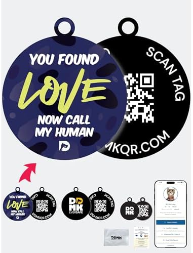 DDMK Smart Pet Tag Set | Includes 3 Tags | QR Code for Instant Alerts | Custom Pet Profiles | Durable & Waterproof | No Subscriptions or Fees |40-You Found Love Now Call My Human