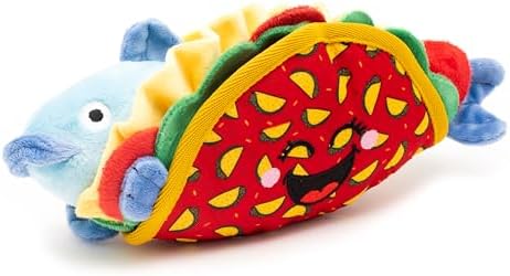 The Worthy Dog Icons Pattern Tough Plush Squeaky Dog Toy, Fish Taco
