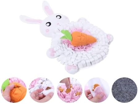 Vedem Small Animal Snuffle Mat Fleece Foraging Mats Interactive Feeding Toy Rabbit Guinea Pig Rat Hamster Anti Slip Treat Dispenser (Bunny)