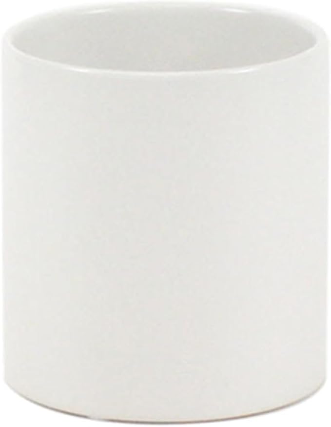 WGVI Matte White Ceramic Cylinder Vase Width 3.75" Height 4", Flower Arrangements, Candle Holder, Terrarium Planter Pot, Tabletop Storage Container Organizer Pen Brush Holder, Bulk Wholesale, 6 Pcs