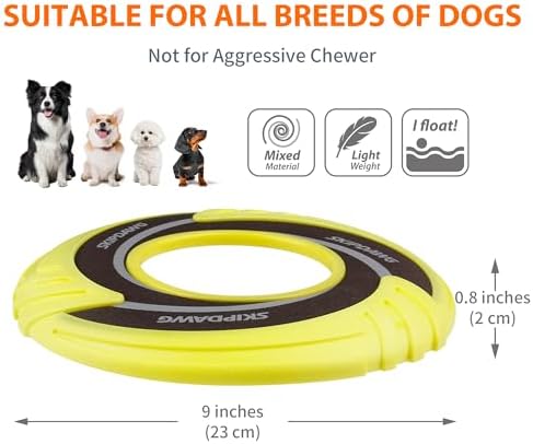 SKIPDAWG Interactive Tug Toy, Flying Disc Water Toy Non-Toxic Light TPR/Nylon Fabric, Pet Training and Outdoor Exercise Toys for Dogs, Diameter 9 Inches