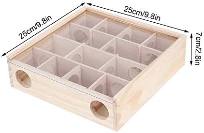 Hamster Maze Toy, Wood Rat House with Organic Glass Interactive Intelligent Small Pet Toy for Rat Hamsters
