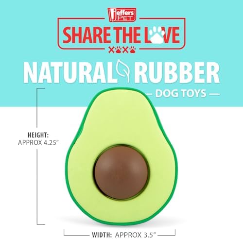 Jeffers Pet Natural Rubber Dog Chew Toy – Floating Avocado for Water Play, Medium – Vanilla Scent, Durable, Non-Toxic, Dishwasher Safe, Interactive Fetch & Tug Toy - Perfect for Training