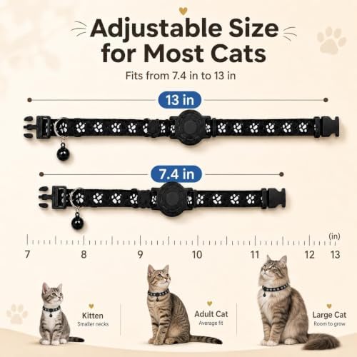 Smart Cat GPS Collar - Waterproof Pet Tracker for Android, Google Find My Compatible, No Monthly Fee. Advanced Safety Solution for Small & Large Cats.(Android Only)