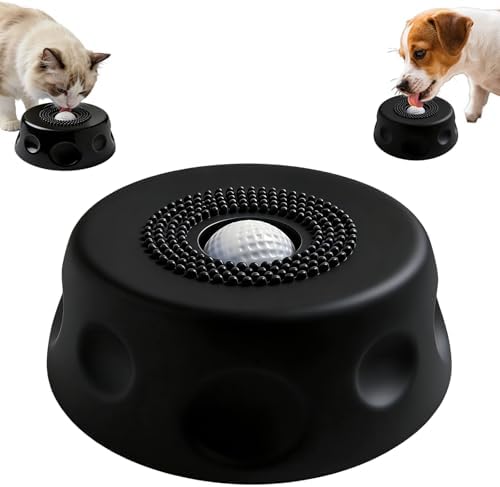 Dog Lick Bowl with Ball, 2026 Upgraded Lick Ball Bowl for Dogs,Dog Licking Bowl with Rolling Ball, Slow Feeder Ball Bowl to Slow Pet Eating,for Yogurt, Bone Broth, Water, Interactive Lick Toy (Black)