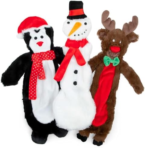 Jeffers Pet Animal Themed Plush Squeaker Dog Toy, 12" - Christmas Reindeer