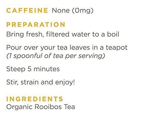 Golden Moon Organic Rooibos Tea Travel Tin – 30 Servings Caffeine Free | Organic South African rooibos – naturally caffeine-free, full-bodied, low tannin. Airtight travel tin, 30 servings.