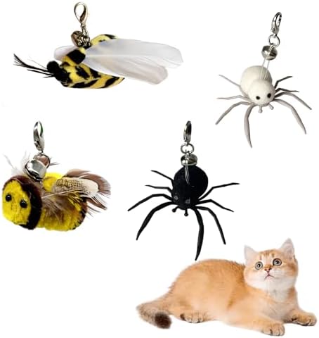 Cat Toy Insects Refills, Feather Wand Replacement Insects, Kitten Interactive Toys (4PCS)