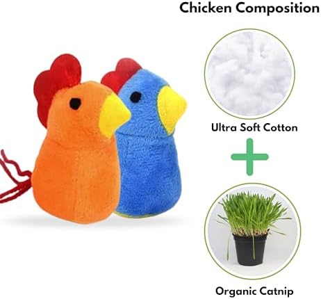 Catnip Cat Toy, 2 Pack Chicken Bird Interactive Chew Kicker Toys, cat Toys for Indoor Cats, Boredom Relief Kitten Exercise, Soft Durable for All Breed