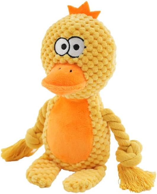2 Pack Squeaky Dog Toys, Stuffed Animal Dog Plush Chewing Toy, Cotton Rope Interactive Toys for Puppy, Small, Middle Dogs (Donkey+ Chicken)