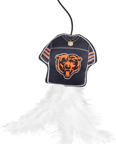 Pets First NFL Chicago Bears Team Jersey Wand with CAT NIP, Cat Toy Jersey Shaped Plush Teaser Toy for Cats & Kittens - Interactive Pet Toy for Play & Exercise