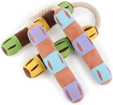 Playful Paws Nunchakus Dog Toy Dog Chew Toys Dog Enrichment Toys with Squeaky and Hidden Treats Interactive Dog Puzzles Toy Snuffle for Dogs (Orange)