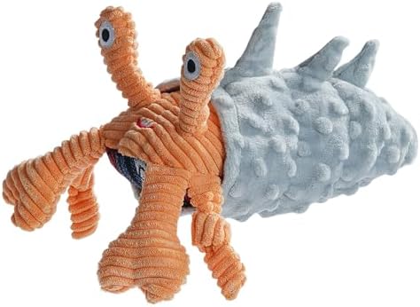 Nocciola Crinkle Squeaky Octopus Dog Toy - Ocean Theme Stuffed Interactive Rope Toys for Small, Medium & Large Dogs, Durable for Aggressive Chewers (Crab)