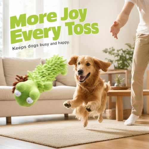 Durable Squeaky Dog Toys for Aggressive Chewers, Indestructible Stuffed Dog Toy for Small Medium Large Dogs, Interactive Chew Teething Puppy Toy for Indoor Outdoor Play (Grenn)