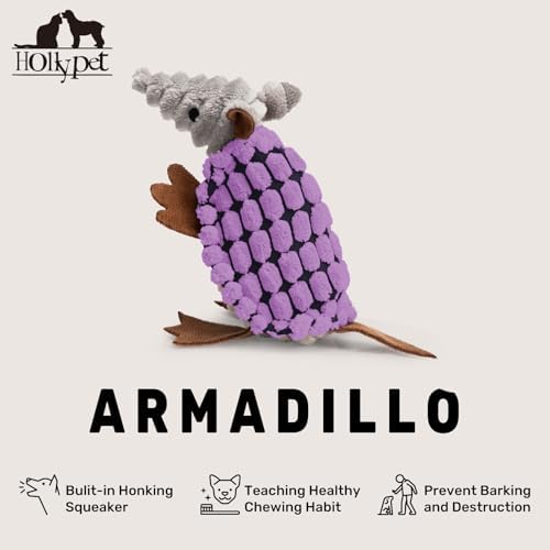 Hollypet Armadillo Squeaky Puppy Dog Toys for Small Medium Dogs, 6"