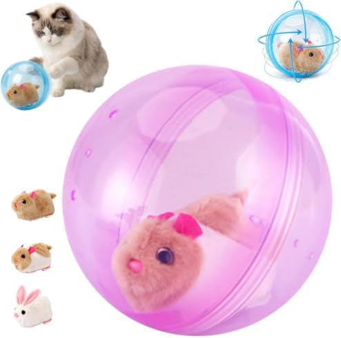 Self-Rolling Interactive Cat Ball Toy, Automatic Moving 360° Electric Pet Rolling Ball with Smart Obstacle Avoidance, Fun Interactive Pet Ball for Cats Dogs Chasing, Realistic Plush Animal Inside，E