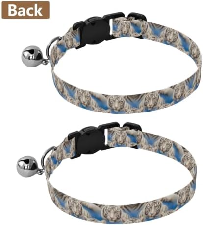 White Tigers Metal Bell Included Cat Collars 2 Pack Collar for Kitten