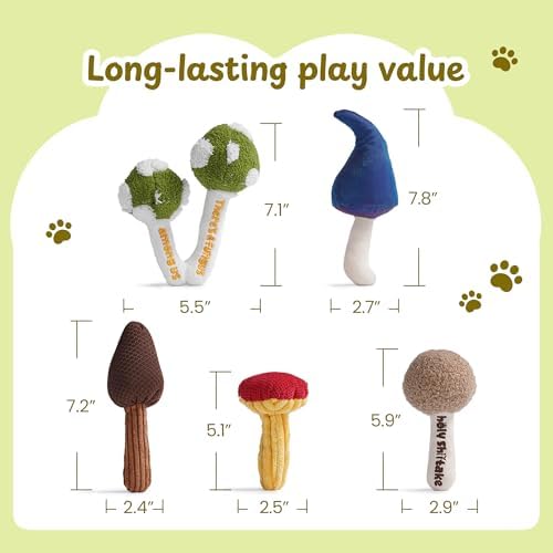 5 Pack Catnip Toys, Cat Toys with Catnip & Silvervine, Colorful Mushroom Kitten Teething & Cat Chew Toys with Different Textures, Funny Cat Kicking Toys for Indoor Cats