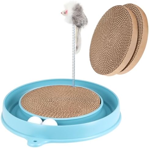 AceOrbit 3 Pcs Ball Track Toy Round Cat Scratcher with 2 Replacement Pads