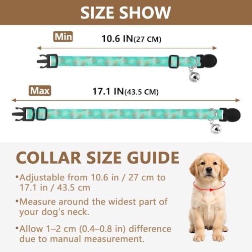 Mandalas Paisley Turquoise Aqua Kitten Collars 2 Pack Lightweight Small Dog Collar Adjustable 10.6 to 17.1 Inches