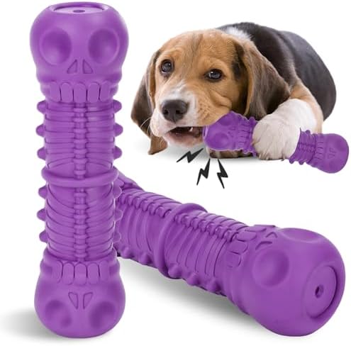 Dog Toys for Aggressive Chewers, Indestructible Dog Chewers for Medium & Large Breeds, Tough Squeaky Rubber Chew Toys to Keep Them Busy, Reduce Boredom, Teeth Cleaning, Milk Flavor